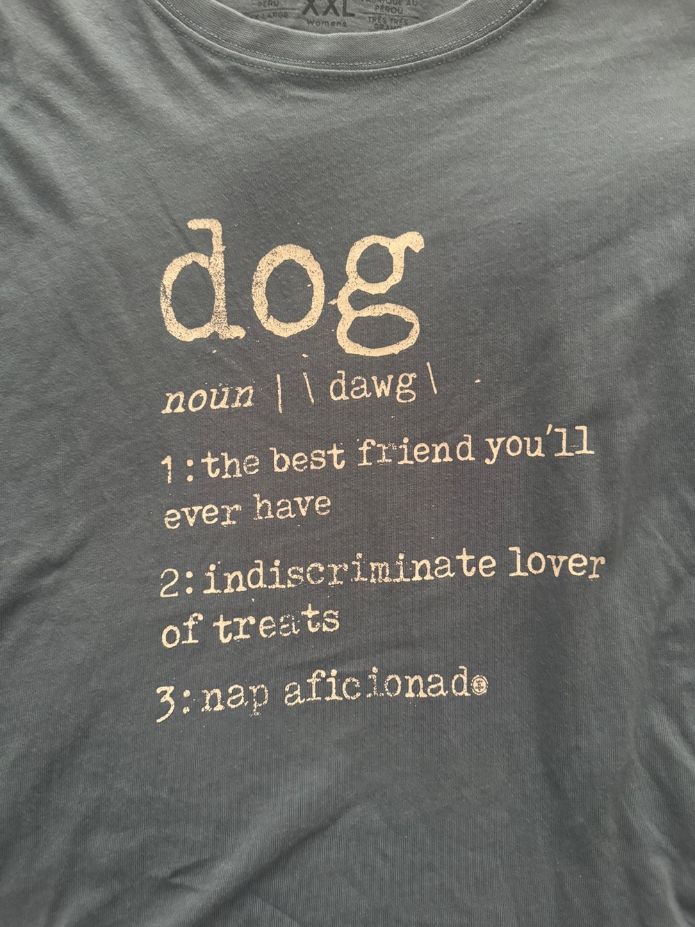 Life Is Good Slate Gray Dog Definition Tee with Cream Print SZ XL
